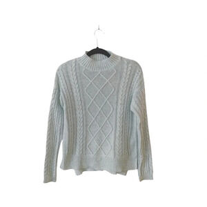 Old Navy Light Gray Mock Neck Cable Knit Pullover Sweater Small Women’s